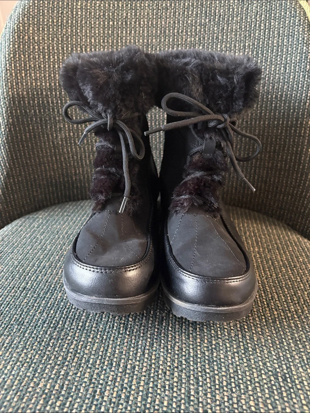 Women's JBU  Black Faux Fur Winter Ankle Boots